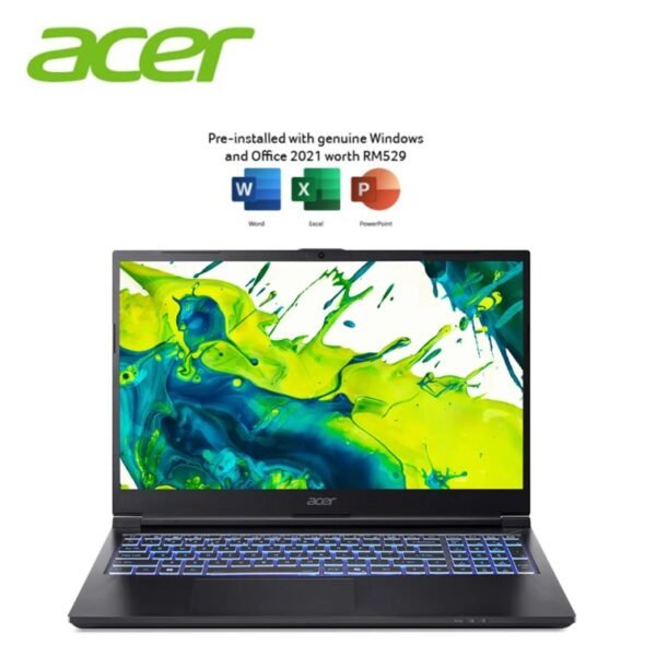 Acer Aspire 7 A715-59G-52MD 15.6'' FHD 144Hz Gaming Laptop Black (I5-12450H, 16GB DDR5, 512GB SSD, RTX3050 6GB, W11, HS+M365, 2Y)