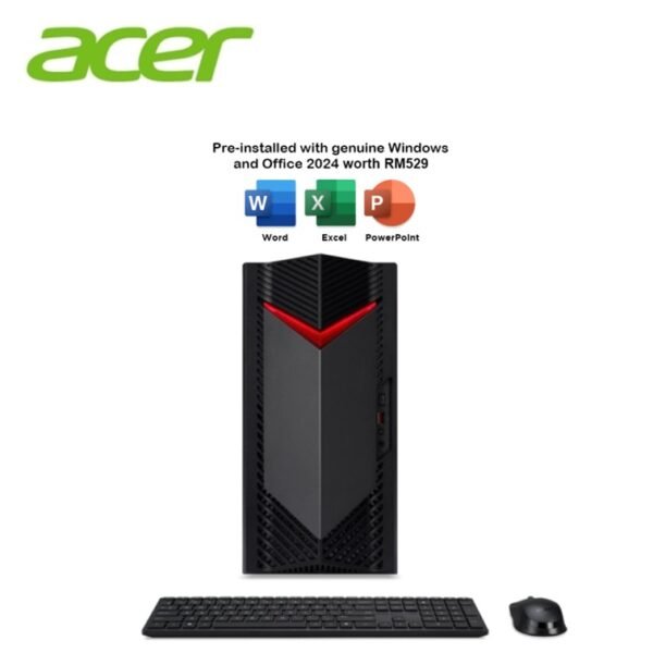 Acer Nitro N50-656-14400W11G Gaming Desktop PC (I5-14400F, 8GB DDR5, 512GB SSD, RTX3050 6GB, W11, HS+M365 , 3Y)