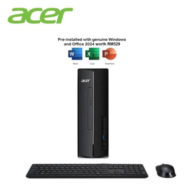 Acer Aspire XC1785-14400W11S Desktop PC Black (I5-14400, 8GB DDR5, 512GB SSD, INTEL UHD, W11, HS+M365, 3Y)