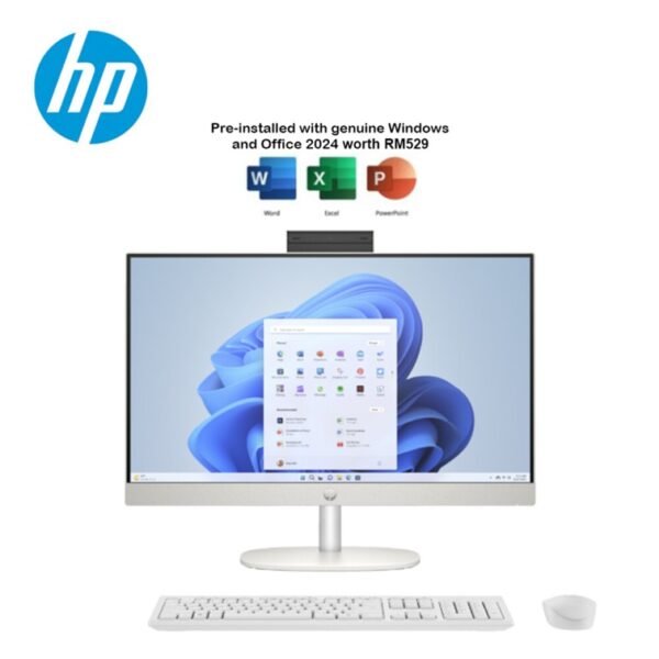 HP 24-cr0145d 23.8" FHD All-in-One Desktop PC Shell White ( i3-1315U, 8GB, 512GB SSD, Intel, W11,3Y)