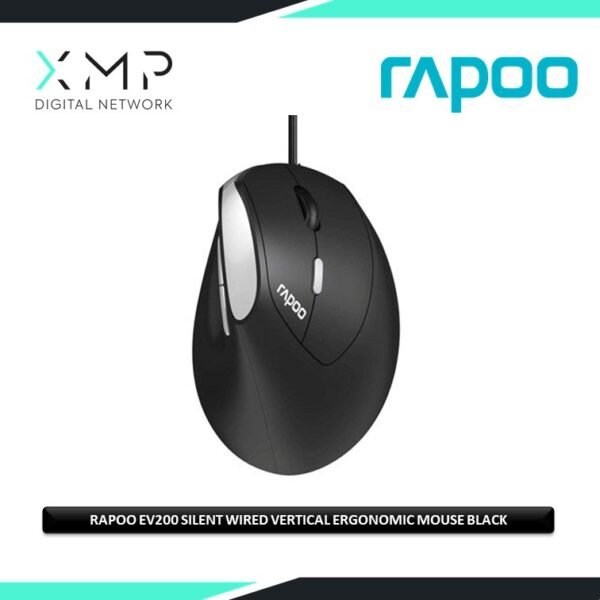 Rapoo EV200 Silent Wired Vertical Ergonomic Mouse Black