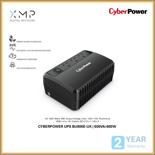 CYBERPOWER UPS BU800E-UK | 800VA/400W