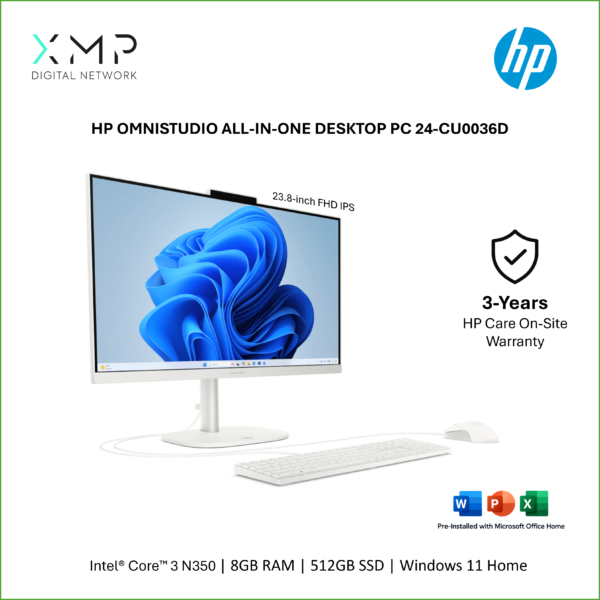 HP OmniStudio 24-CU0036D 23.8" FHD All-in-One Desktop PC ( C3 N350, 8GB, 512GB SSD, Intel, W11, H&S+M365 )